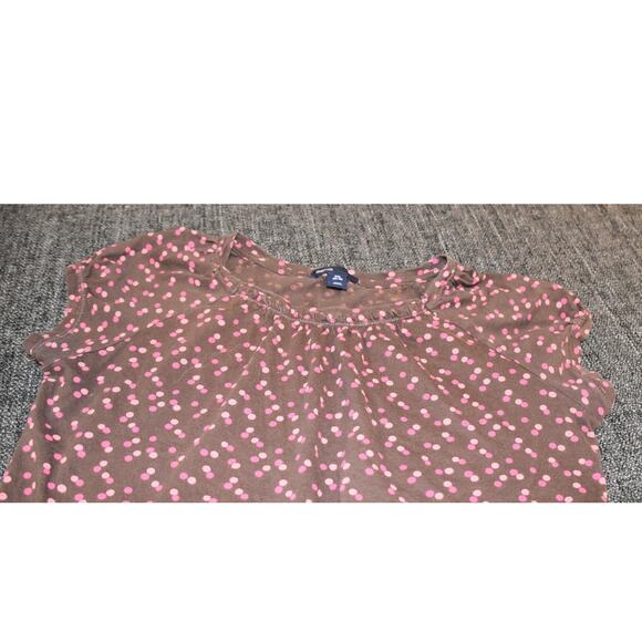 Gap Kids, Cap Sleeve Baby Doll Flutter Tee, Brown w/Pink Dots, EGU, XXL 14-16 - Picture 2 of 5